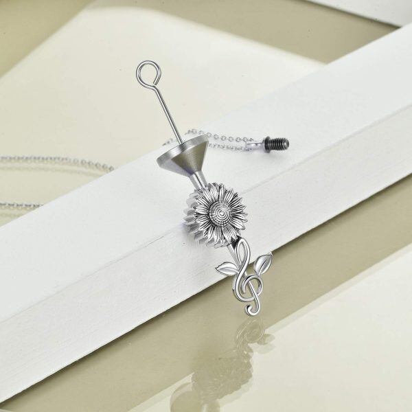 Sterling Silver Sunflower Urn Necklace-3