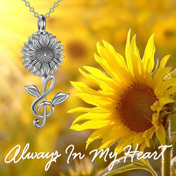 Sterling Silver Sunflower Urn Necklace-5