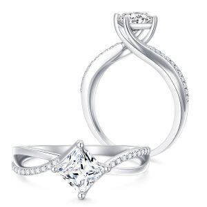 Sterling Silver 1.15 Carat (ctw) Princess Engagement Rings-0