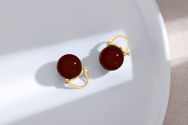 Sterling Silver Red Agate Onyx Earring -3