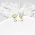 wholesale 925 Sterling Silver Round Blue Larimar & White Pearl Drop Stud Earrings for Women and Girls-0-2