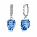 wholesale 925 Sterling Silver Blue Crystal Skull Drop Earrings for Women-0-0