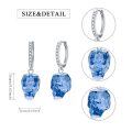 wholesale 925 Sterling Silver Blue Crystal Skull Drop Earrings for Women-0-1