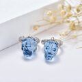 wholesale 925 Sterling Silver Blue Crystal Skull Drop Earrings for Women-0-2