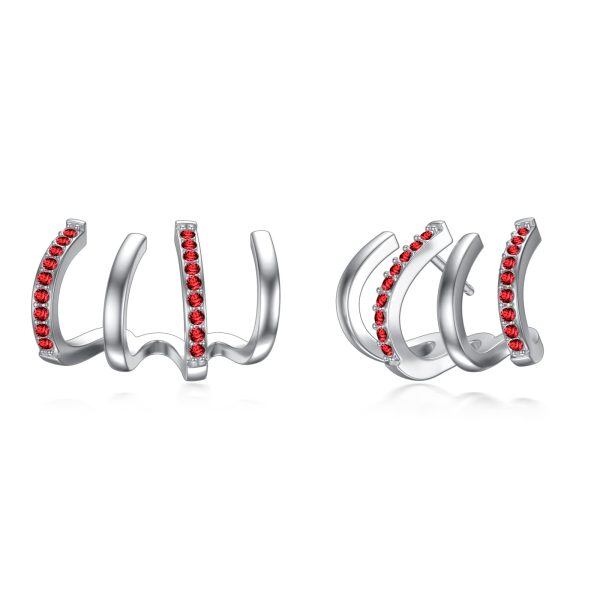 Sterling Silver Claw Cuff Stud Earrings-0