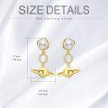 wholesale 925 Sterling Silver Gold-Plated Saturn Planet Dangle Earrings with Pearls and Cubic Zirconia for Women-0-4