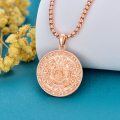 wholesale Rose Gold 925 Sterling Silver Aztec Mayan Calendar Pendant Necklace with 2mm 24 Rolo Chain-0-3