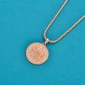 wholesale Rose Gold 925 Sterling Silver Aztec Mayan Calendar Pendant Necklace with 2mm 24 Rolo Chain-0-4