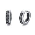 wholesale 925 Sterling Silver Viking Black Hoop Earrings w/ Cross & Rose Runes for Men-0-0