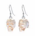 wholesale 925 Sterling Silver Clear Crystal Skull Dangle Earrings for Women-0-0