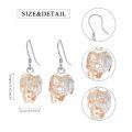 wholesale 925 Sterling Silver Clear Crystal Skull Dangle Earrings for Women-0-1