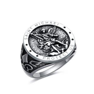 Sterling Silver St Michael Ring-0