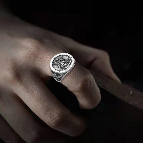 Sterling Silver St Michael Ring-1