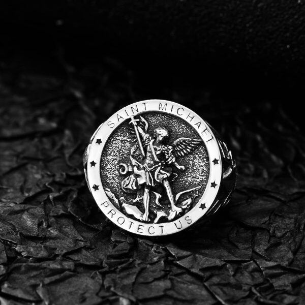 Sterling Silver St Michael Ring-2