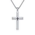 wholesale 925 Sterling Silver Cross Pendant Necklace with Black Stones for Men-0-0