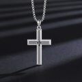 wholesale 925 Sterling Silver Cross Pendant Necklace with Black Stones for Men-0-1