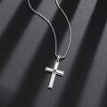 wholesale 925 Sterling Silver Cross Pendant Necklace with Black Stones for Men-0-4