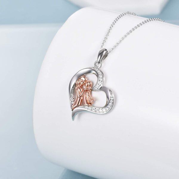 Sterling Silver Mother Daughter Necklace-2