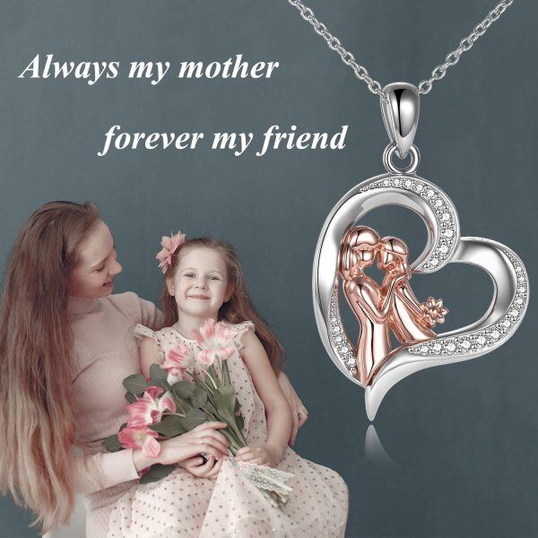 Sterling Silver Mother Daughter Necklace-4