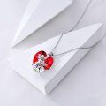 wholesale 925 Sterling Silver Red Crystal Heart Frog Pendant Necklace for Women-0-1