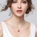 wholesale 925 Sterling Silver Red Crystal Heart Frog Pendant Necklace for Women-0-2