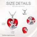 wholesale 925 Sterling Silver Red Crystal Heart Frog Pendant Necklace for Women-0-3