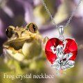 wholesale 925 Sterling Silver Red Crystal Heart Frog Pendant Necklace for Women-0-4