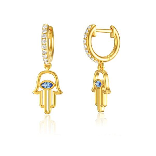 14K Gold Evil Eye Hoop Earring-0