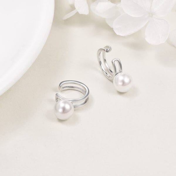 Sterling Silver Baroque Freshwater Pearl Earrings -4