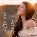 wholesale 925 Sterling Silver Twisted Oval Drop Dangle Earrings for Women-0-4