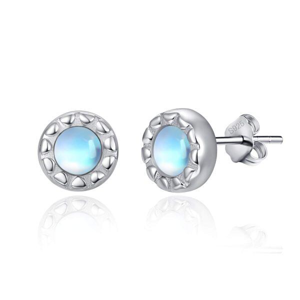 Sterling Silver Round Stud Earrings -0