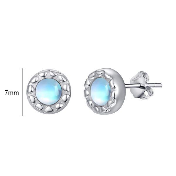 Sterling Silver Round Stud Earrings -1