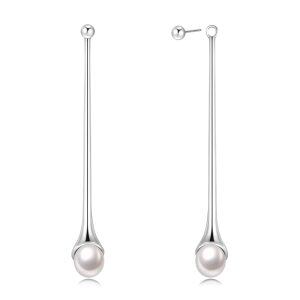 Sterling Silver Water Drop Ball Stud Earrings -0