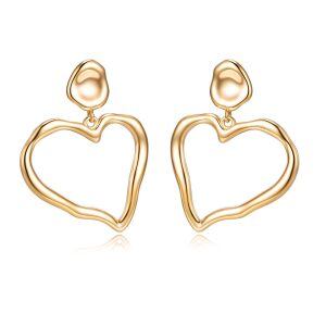 Sterling Silver Heart Hoop Dangle Earrings -0