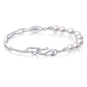 Sterling Silve Pearl Delicate Thin Cuff Bracelets -0