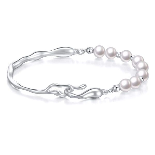 Sterling Silve Pearl Delicate Thin Cuff Bracelets -0