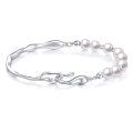 wholesale 925 Sterling Silver Freshwater Pearl Delicate Thin Cuff Bracelet for Women-0-0