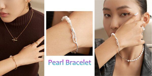 Sterling Silve Pearl Delicate Thin Cuff Bracelets -3