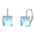 wholesale 925 Sterling Silver Blue Moonstone Cushion Cut Leverback Hoop Earrings for Women Birthdays Gift Ideas-0-0