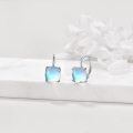 wholesale 925 Sterling Silver Blue Moonstone Cushion Cut Leverback Hoop Earrings for Women Birthdays Gift Ideas-0-3