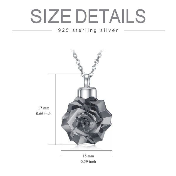 Sterling Silver Rose Flower Urn Necklaces for Ashes-4