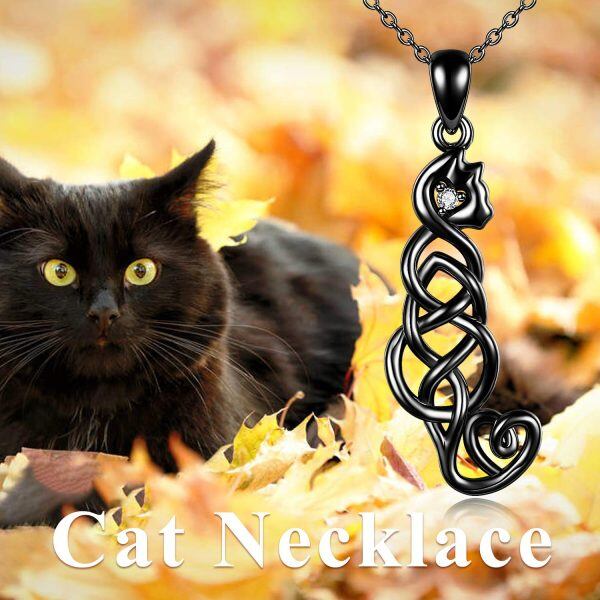 Sterling Silver Celtic Knot Cat Necklace -3