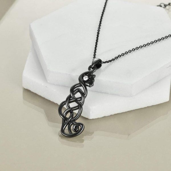 Sterling Silver Celtic Knot Cat Necklace -5