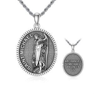 Sterling Silver Saint Michael Necklace -0