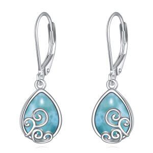 Turquoise Teardrop Earrings Sterling Silver Dangle Drop Earrings-0