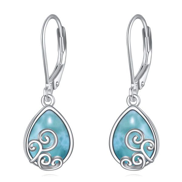 Turquoise Teardrop Earrings Sterling Silver Dangle Drop Earrings-0