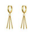 wholesale Gold-Plated 925 Sterling Silver Minimalist Hoop Dangle Earrings with Three Rods for Women-0-0