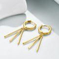 wholesale Gold-Plated 925 Sterling Silver Minimalist Hoop Dangle Earrings with Three Rods for Women-0-3