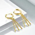 wholesale Gold-Plated 925 Sterling Silver Minimalist Hoop Dangle Earrings with Three Rods for Women-0-4