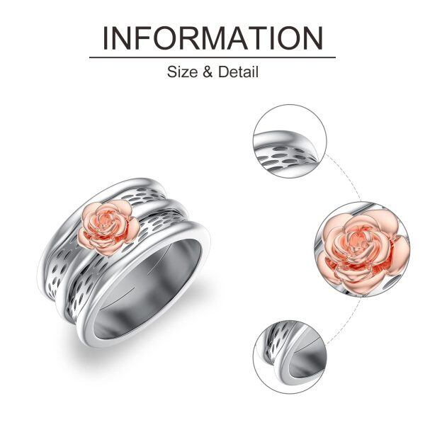 Sterling Silver Spinner with Rose Flowers Ring -4